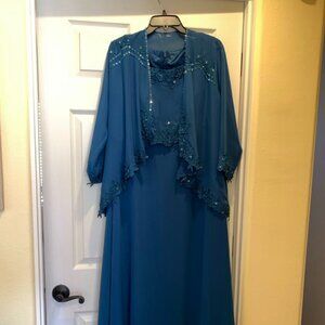 Tea-length Mother of bride/groom formal jacket dress